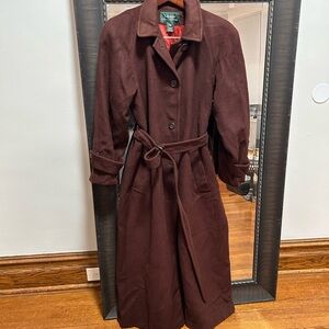 Ralph Lauren 100% camel hair, long belted coat size 8